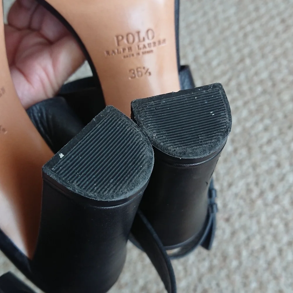 Polo Ralph Lauren Black Strappy full grain leather Sandals size 6.5